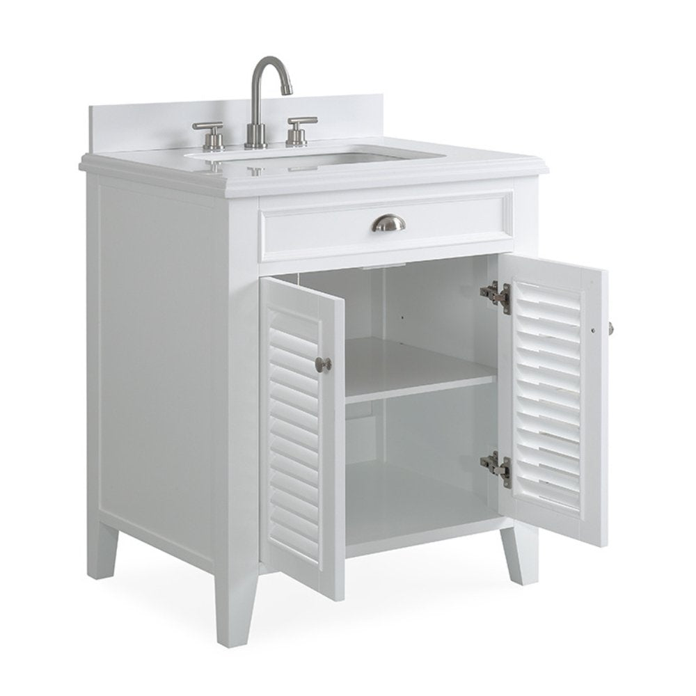 30 Inch Contemporary Style White Kalani Bathroom Vanity - Bentoncollections