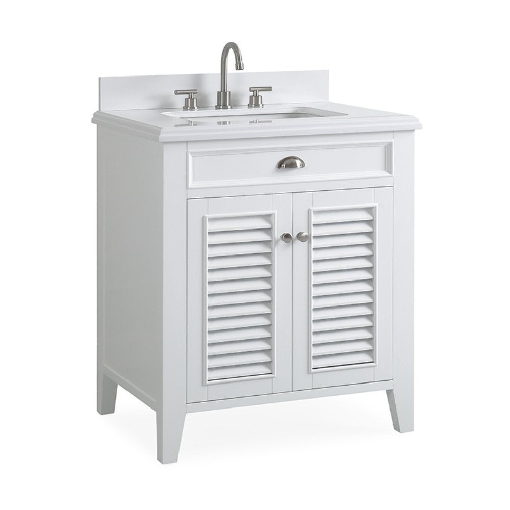 30 Inch Contemporary Style White Kalani Bathroom Vanity - Bentoncollections