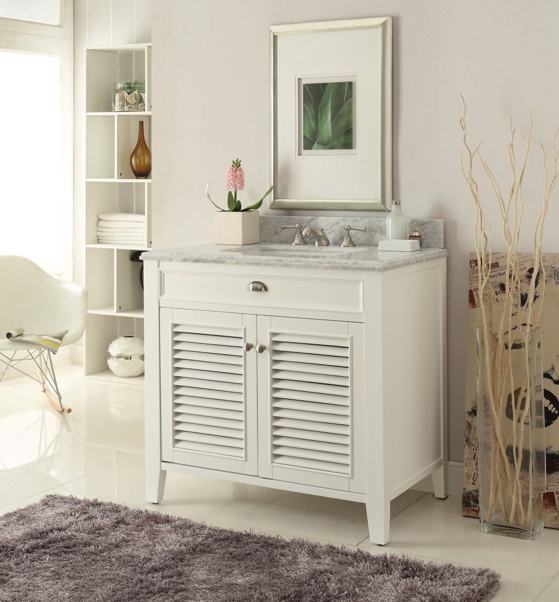 30 Inch Contemporary Style White Kalani Bathroom Vanity - Bentoncollections