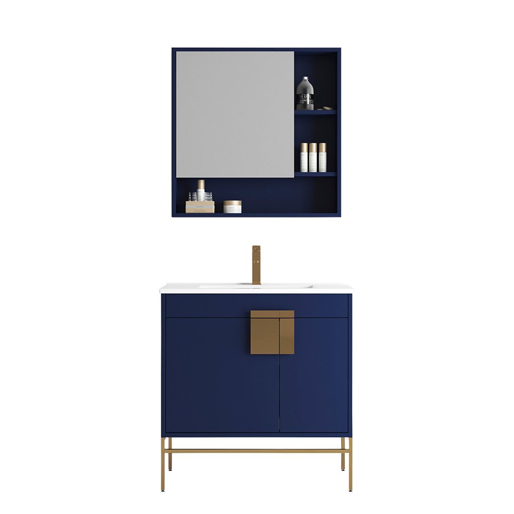 32" Tennant Brand Kuro Minimalistic Navy Blue Bathroom Vanity - CL - 108NB - 32ZI - Bentoncollections