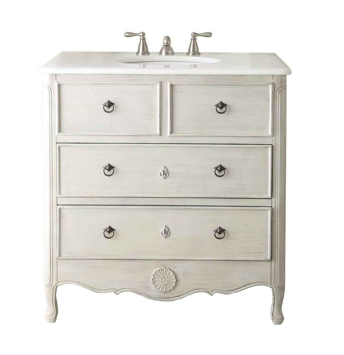 34 Inch Distressed Gray Daleville Cottage Style Bathroom Sink Vanity - Bentoncollections