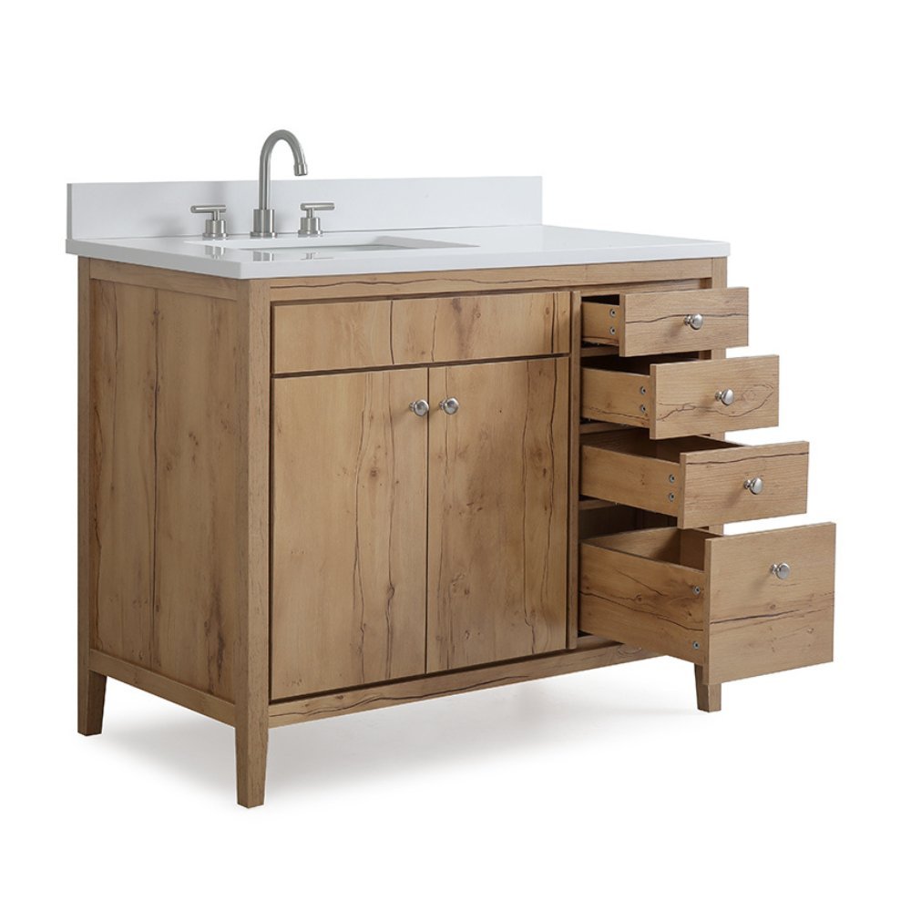 42 inch Modern Style Beatrice Bathroom Sink Vanity in Wood Finish - Bentoncollections