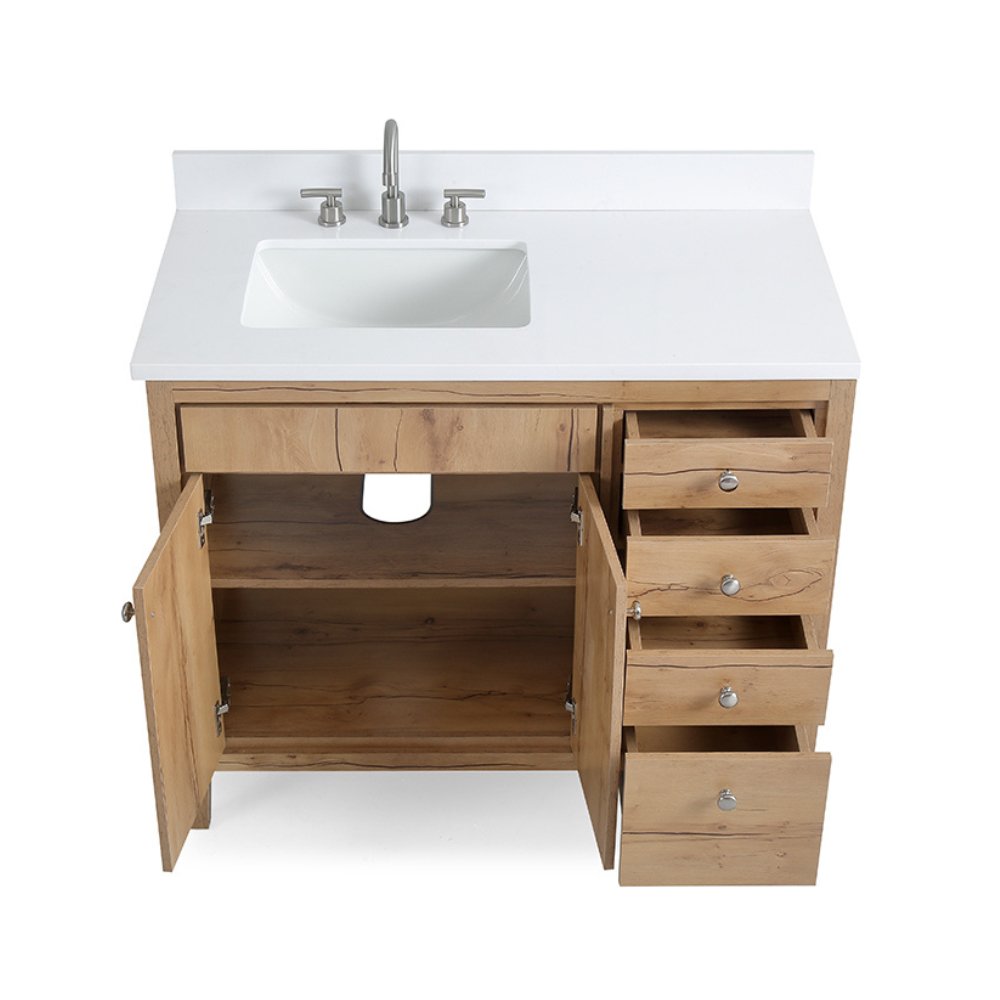 42 inch Modern Style Beatrice Bathroom Sink Vanity in Wood Finish - Bentoncollections