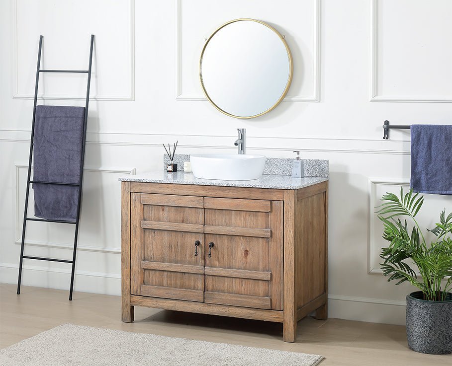 42 Inch Natural Wood Artisan Style Single Sink Lindor Bathroom Vanity - Bentoncollections