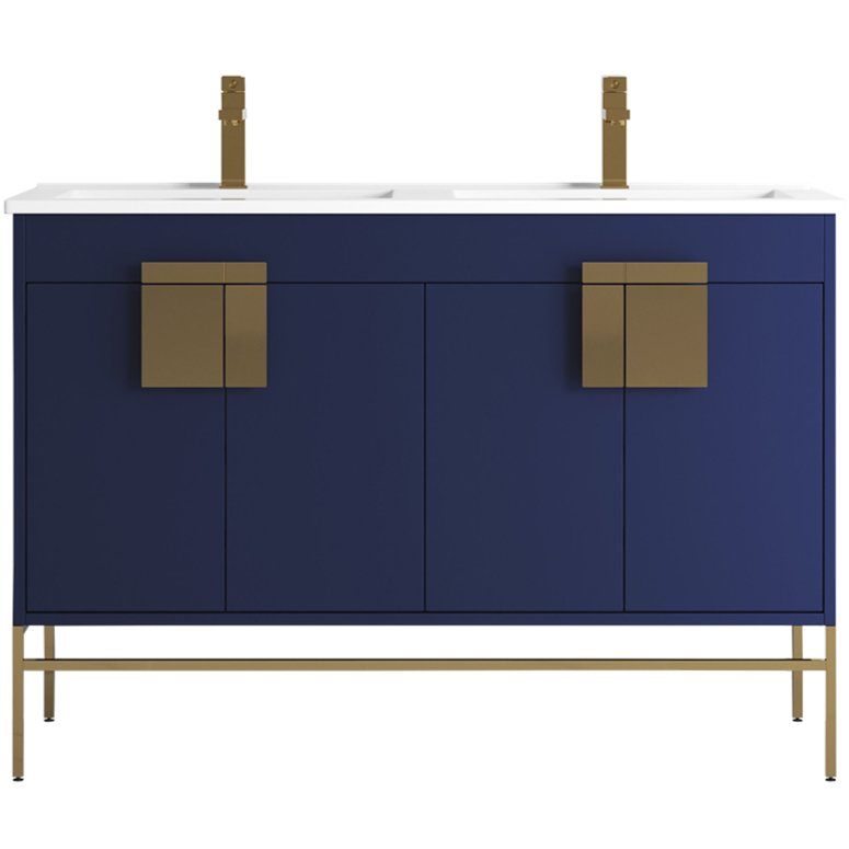 47" Tennant Brand Kuro Minimalistic Navy Blue Double Bathroom Vanity - CL - 108NB - 47QD - Bentoncollections