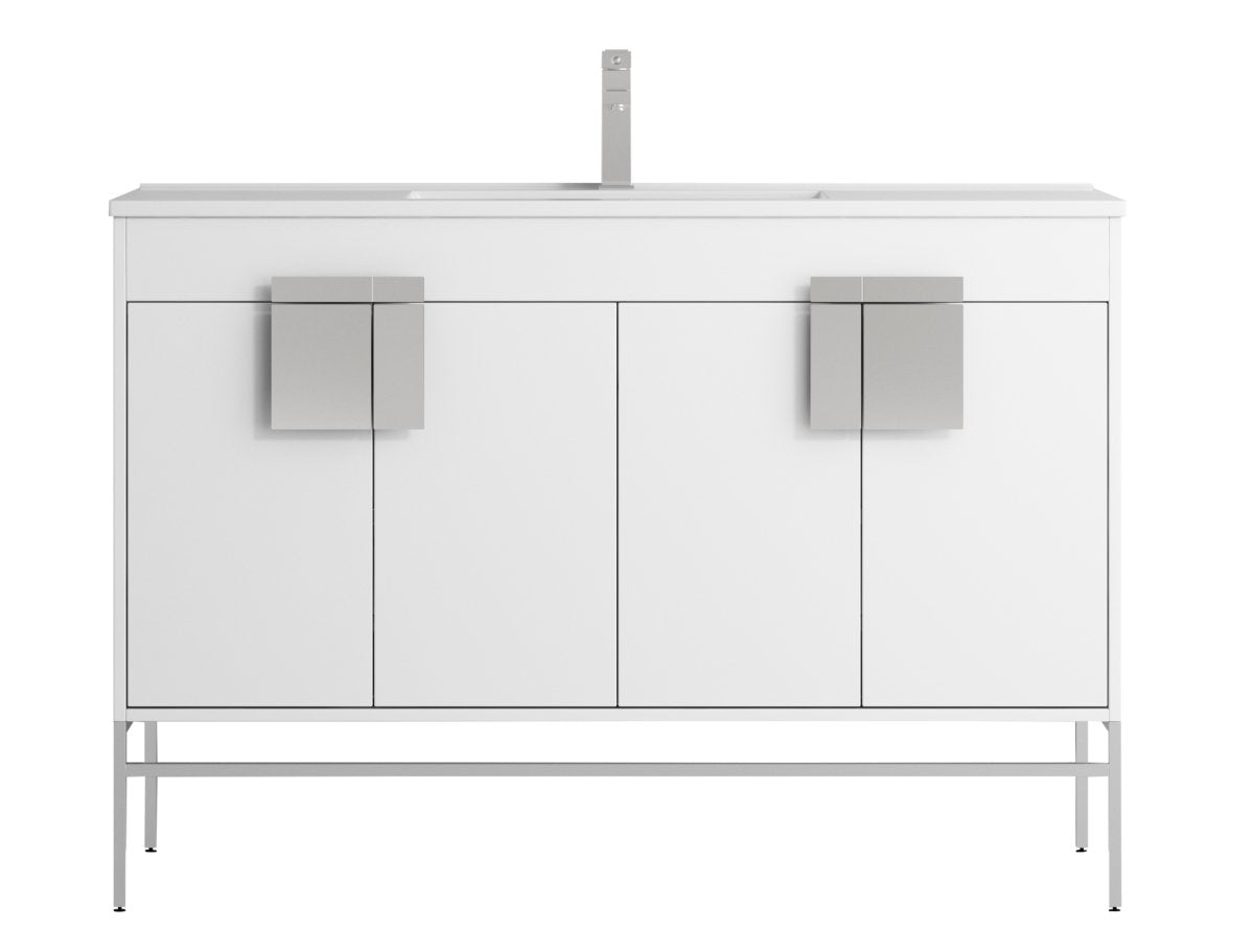 47" Tennant Brand Kuro Minimalistic White Single Sink Bathroom Vanity CL - 101WH - 50SK - Bentoncollections