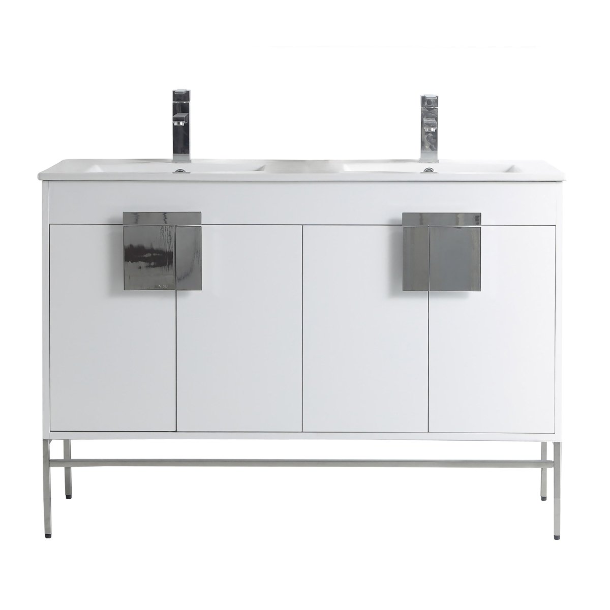 48" Tennant Brand Kuro Minimalistic White Double Bathroom Vanity - CL - 101WH - 47QD - Bentoncollections