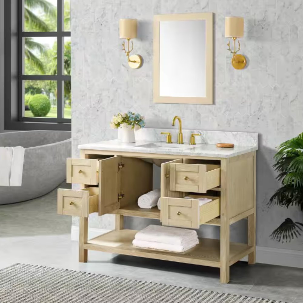 49 Inch Carmel Wood Freestanding Bathroom Vanity - Bentoncollections