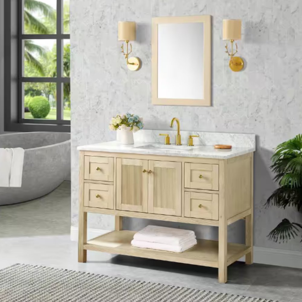 49 Inch Carmel Wood Freestanding Bathroom Vanity - Bentoncollections