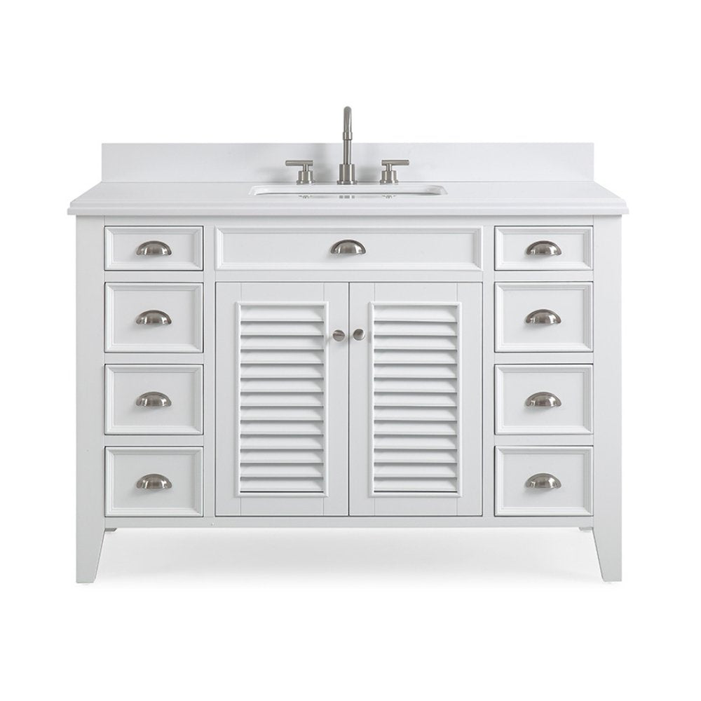 50 Inch Contemporary Style White Kalani Bathroom Vanity - Bentoncollections