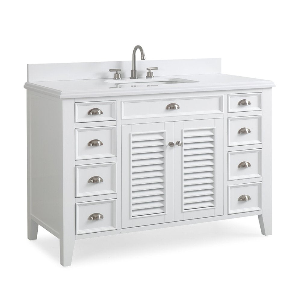 50 Inch Contemporary Style White Kalani Bathroom Vanity - Bentoncollections