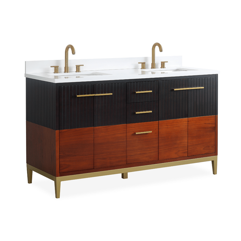 60 Inch Beatrice Mid - Century Trendy Modern Double Sink Bathroom Vanity - Bentoncollections