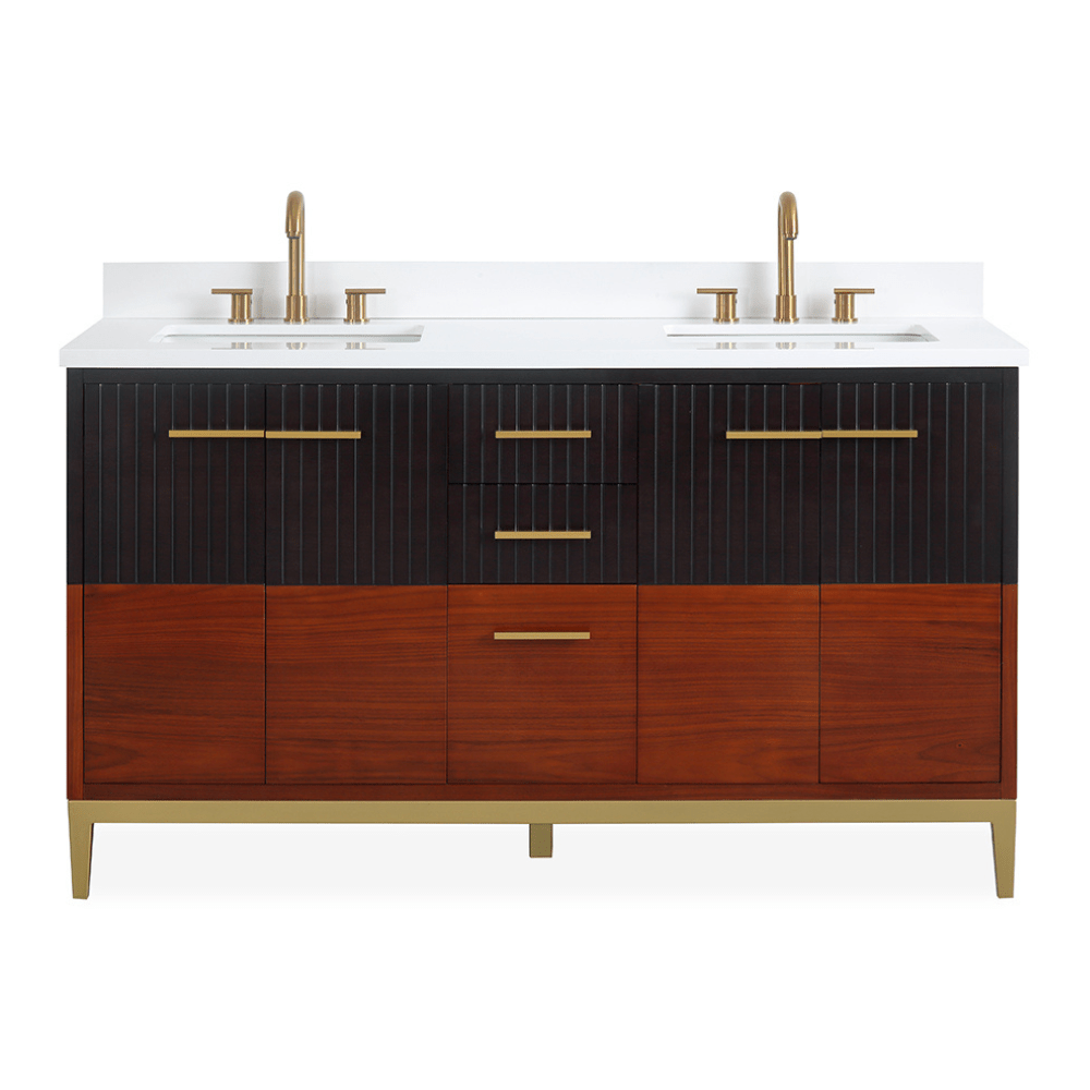 60 Inch Beatrice Mid - Century Trendy Modern Double Sink Bathroom Vanity - Bentoncollections