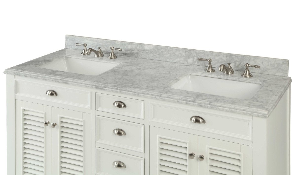 60 Inch Contemporary Style Double Sink White Kalani Bathroom Vanity - Bentoncollections