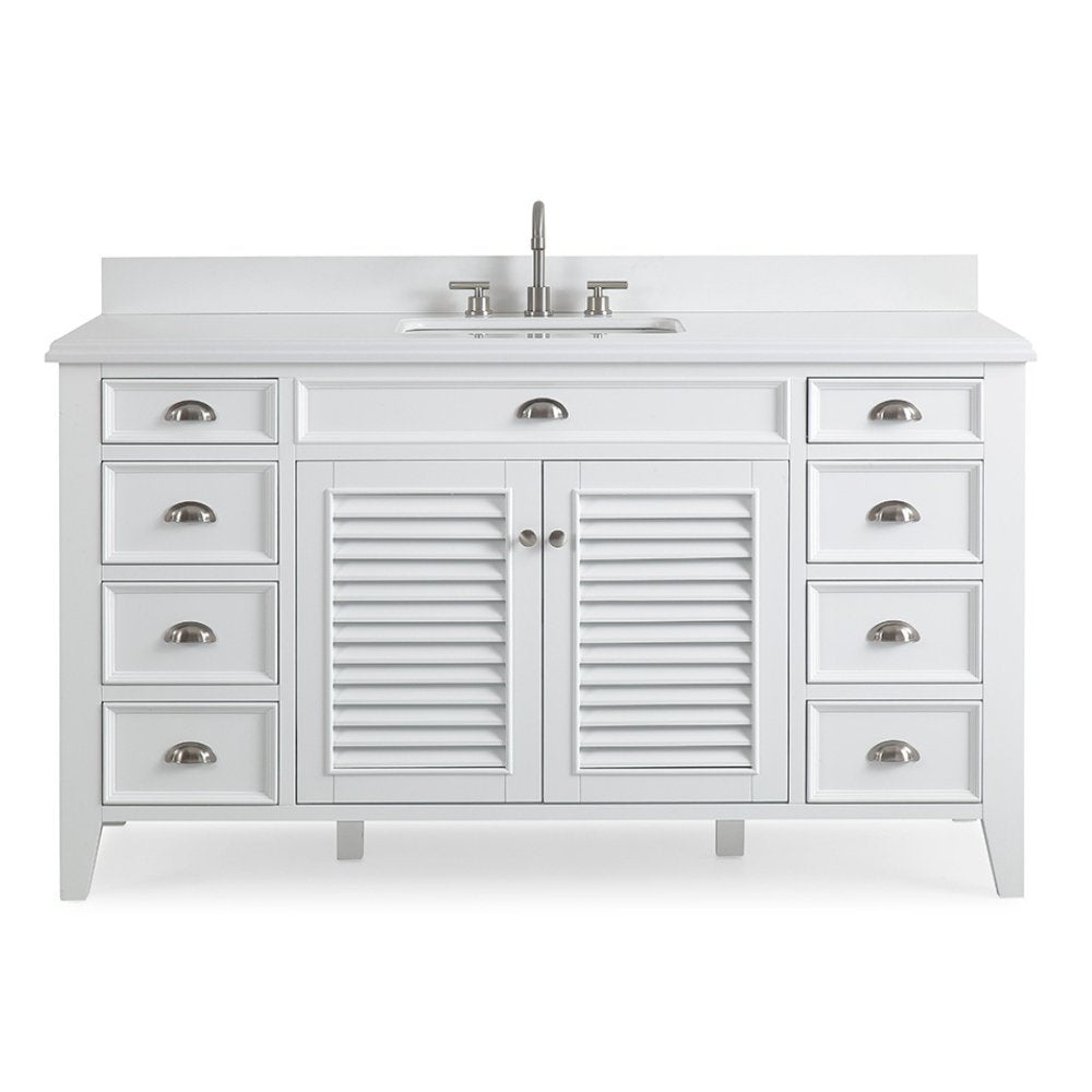 60 Inch Contemporary Style Single Sink White Kalani Bathroom Vanity - Bentoncollections