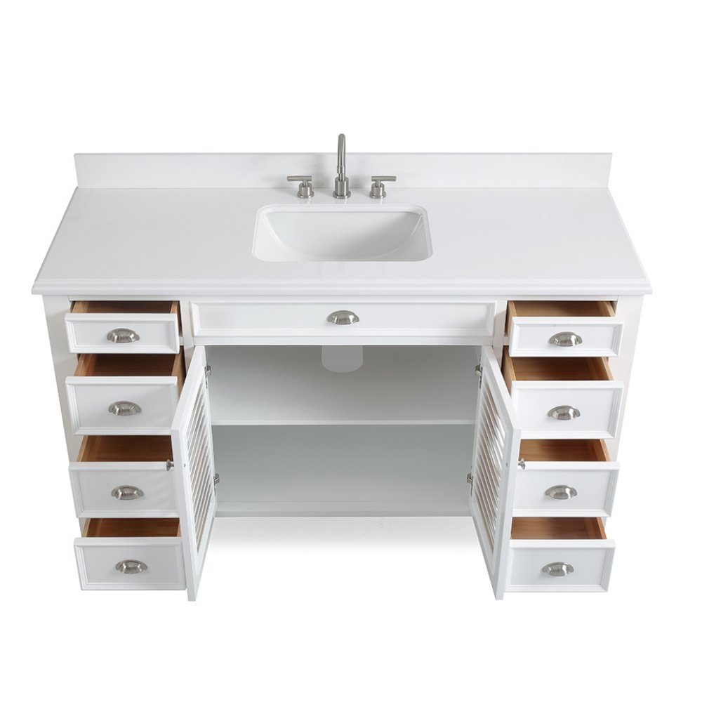 60 Inch Contemporary Style Single Sink White Kalani Bathroom Vanity - Bentoncollections