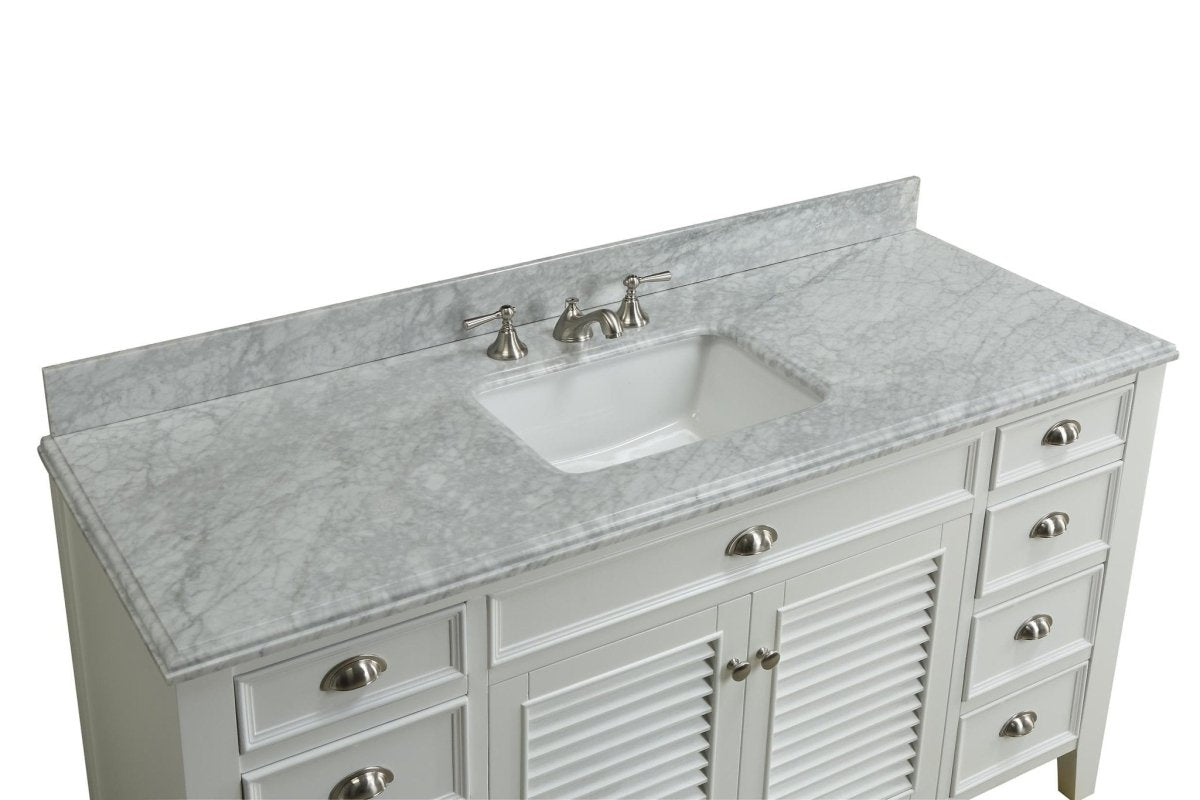 60 Inch Contemporary Style Single Sink White Kalani Bathroom Vanity - Bentoncollections