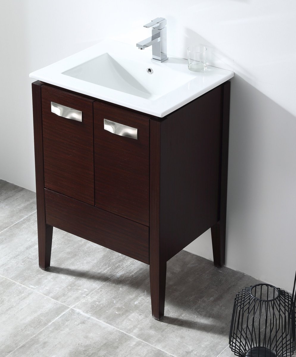 24" Tennant Brand Adagio Wenge Finish Bathroom Sink Vanity - CL-409WE24-ZI - Bentoncollections