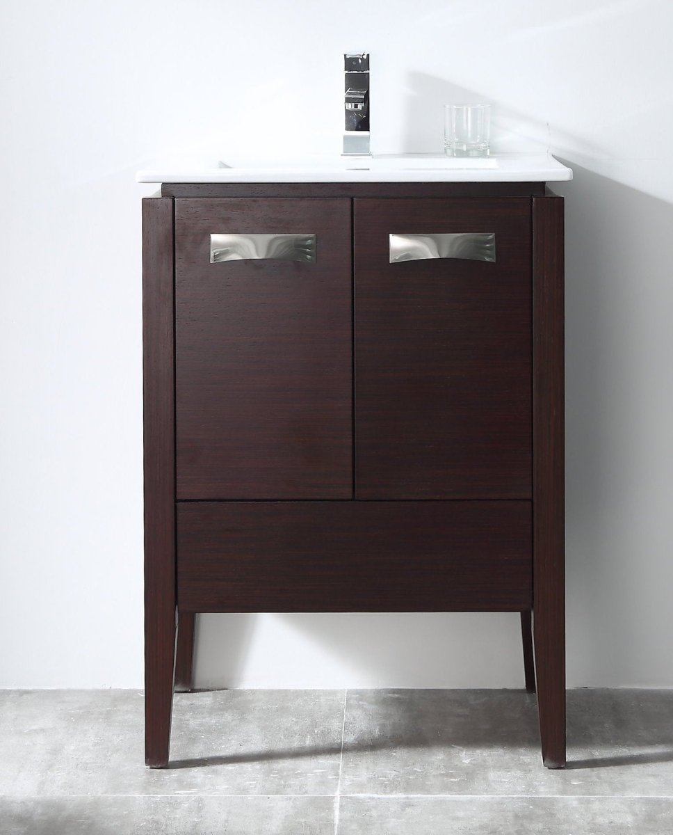 24" Tennant Brand Adagio Wenge Finish Bathroom Sink Vanity - CL-409WE24-ZI - Bentoncollections