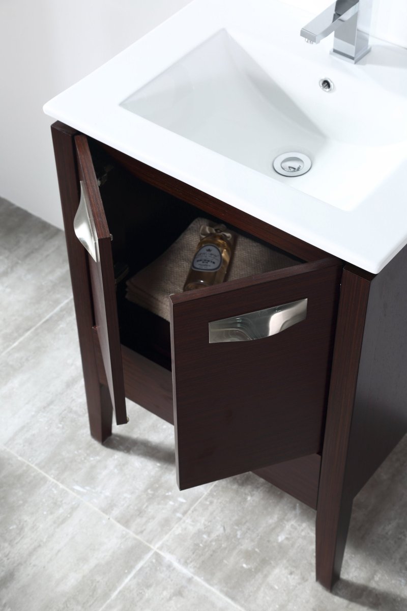 24" Tennant Brand Adagio Wenge Finish Bathroom Sink Vanity - CL-409WE24-ZI - Bentoncollections