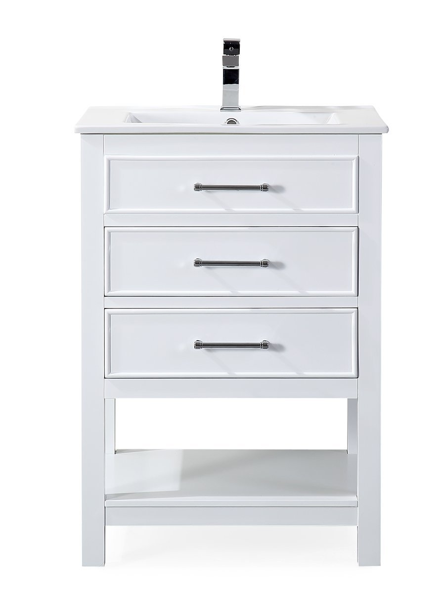 24" Tennant Brand Aruzza Small Slim Narrow White Bathroom Vanity 2822-V24W - Bentoncollections