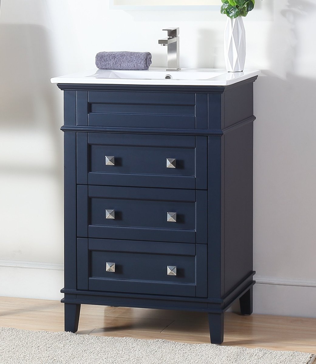 24" Tennant Brand Felix Modern Navy Blue Sink Bathroom Vanity 1810-Z24NB - Bentoncollections