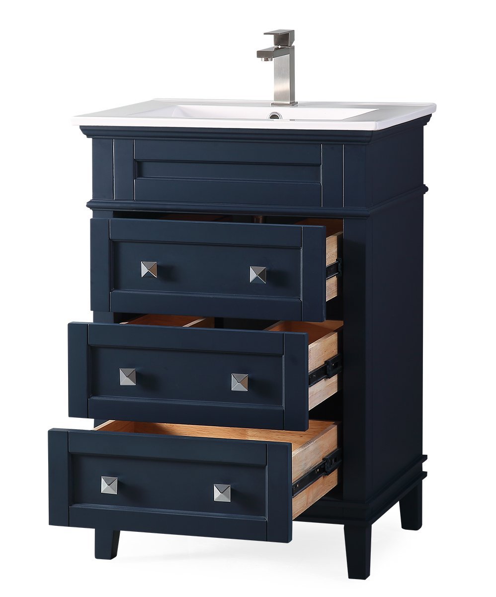 24" Tennant Brand Felix Modern Navy Blue Sink Bathroom Vanity 1810-Z24NB - Bentoncollections