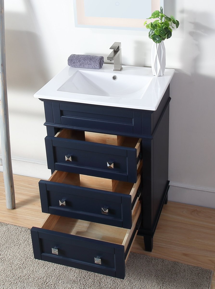 24" Tennant Brand Felix Modern Navy Blue Sink Bathroom Vanity 1810-Z24NB - Bentoncollections