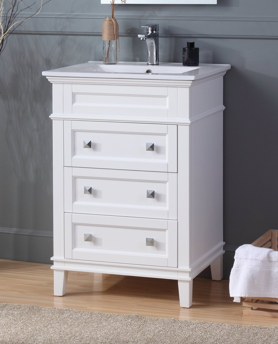 24" Tennant Brand Felix Modern White Sink Bathroom Vanity - ZK-1810-Z24AW - Bentoncollections