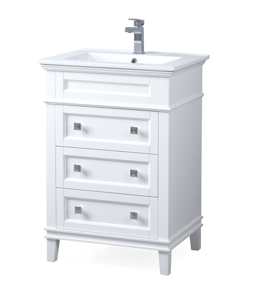 24" Tennant Brand Felix Modern White Sink Bathroom Vanity - ZK-1810-Z24AW - Bentoncollections