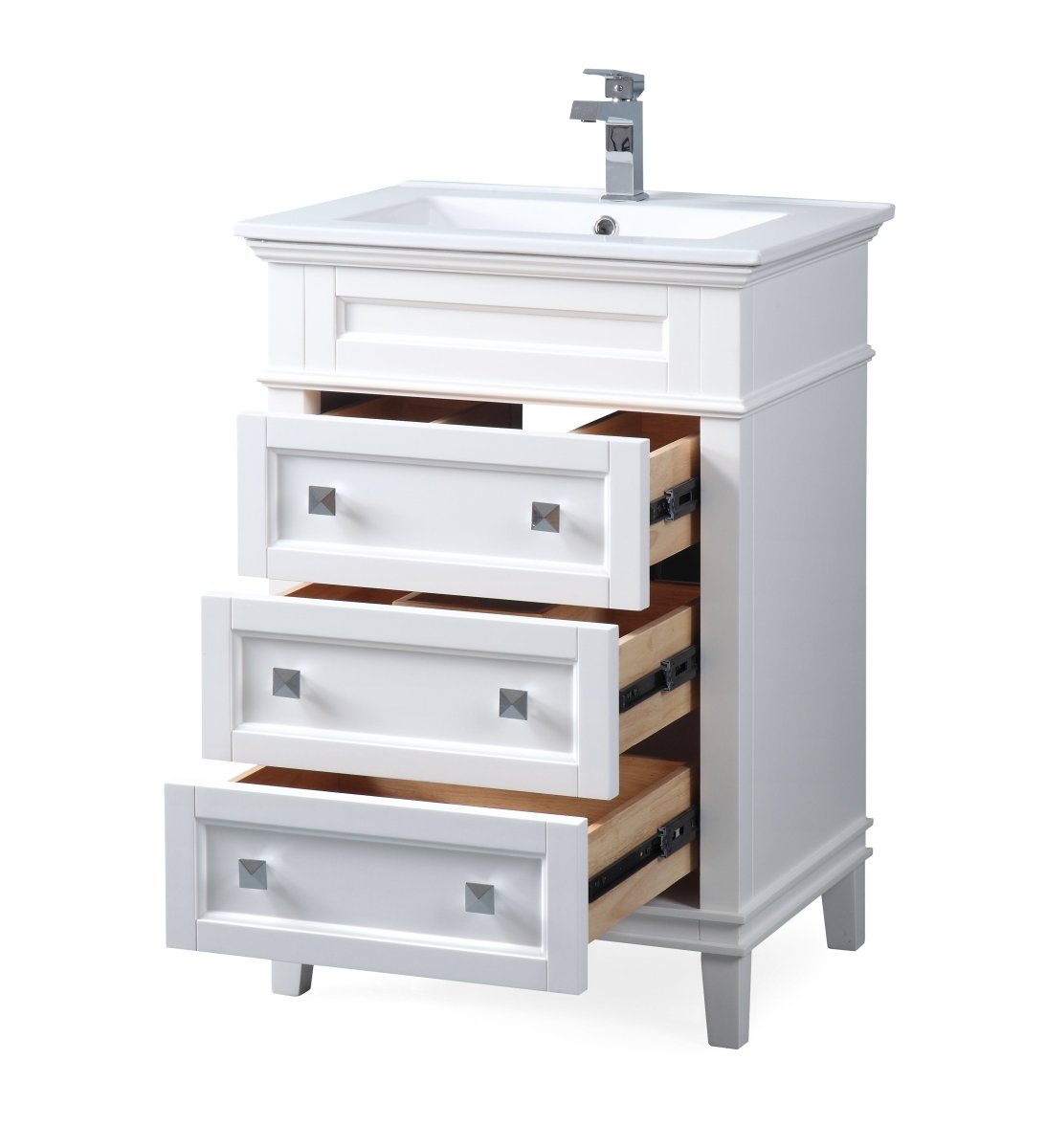 24" Tennant Brand Felix Modern White Sink Bathroom Vanity - ZK-1810-Z24AW - Bentoncollections