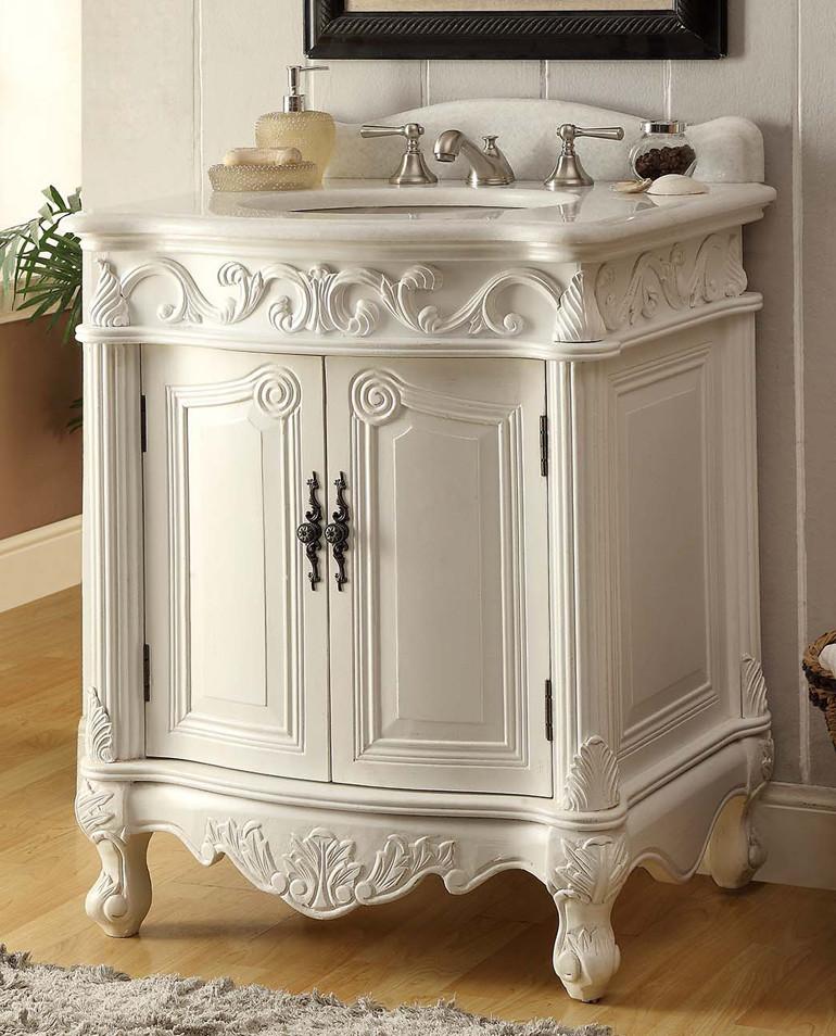 27" Classic Style Distressed White Hayman Bathroom Sink Vanity BC-2917W-AW - Bentoncollections