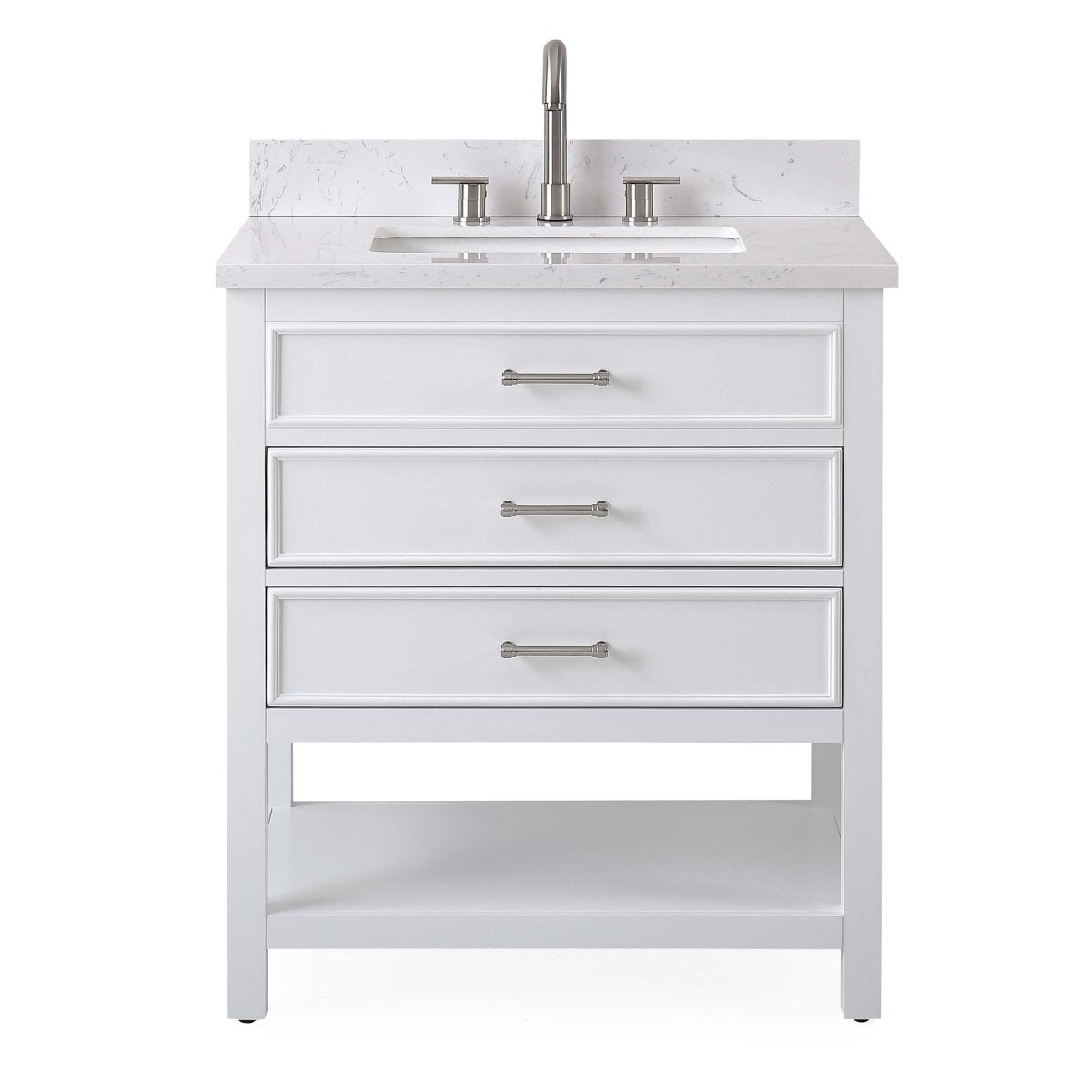 30" Felton White Modern Single Sink Bathroom Vanity 7206-W30 - Bentoncollections