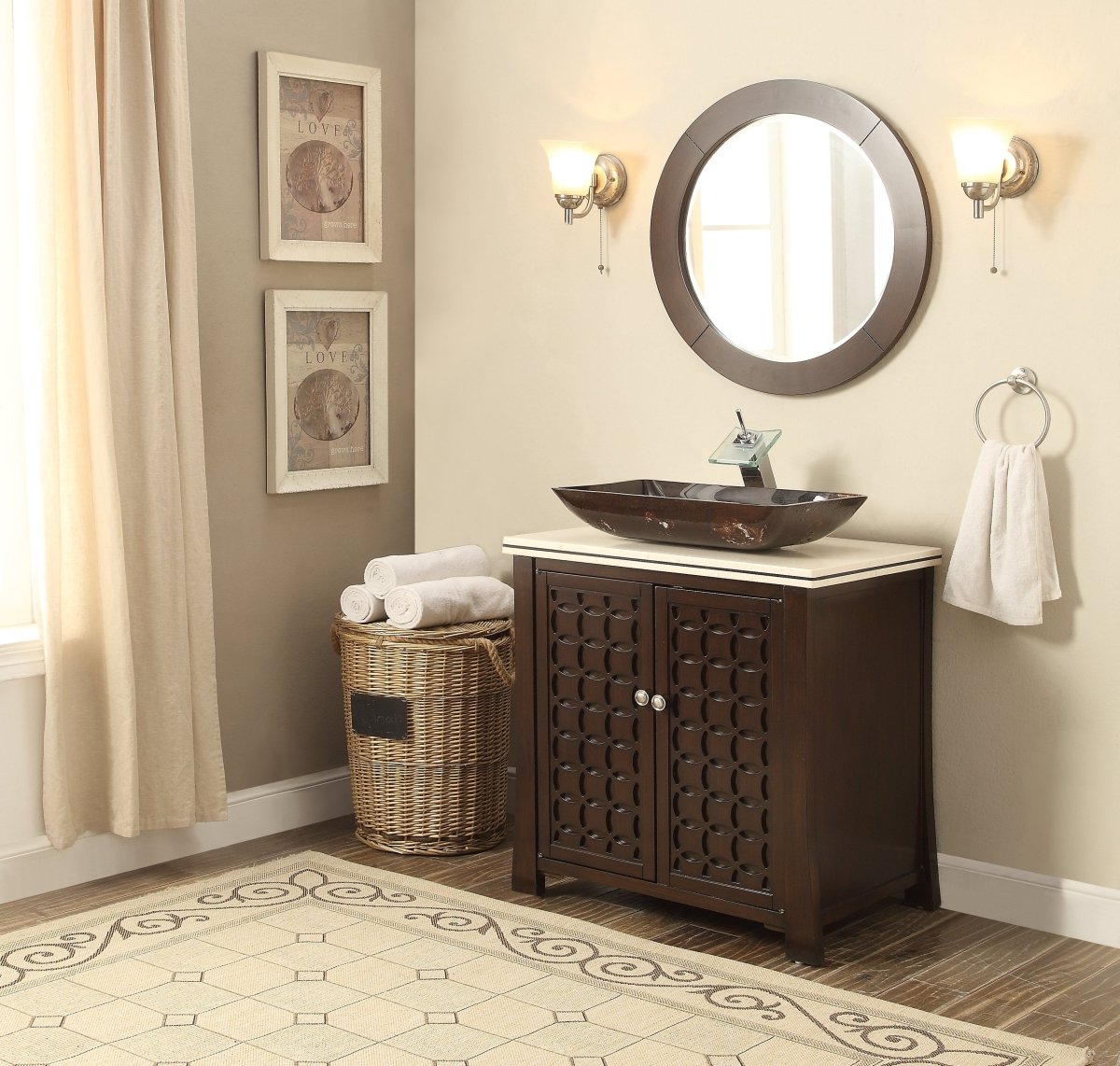 30" Modern Style Vessel Sink Giovanni Bathroom Sink Vanity model # HF339 - Bentoncollections