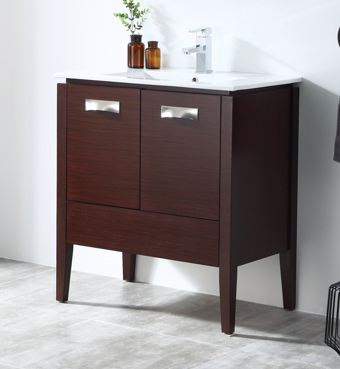 30" Tennant Brand Adagio Wenge Finish Bathroom Sink Vanity - CL-409WE30-ZI - Bentoncollections