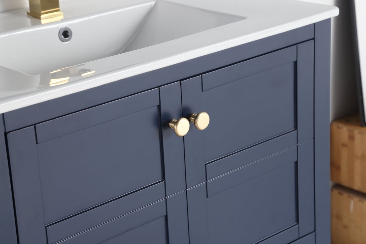 30" Tennant Brand Arola Small Slim Narrow Navy Blue Bathroom Vanity - CL-208NB-30 - Bentoncollections