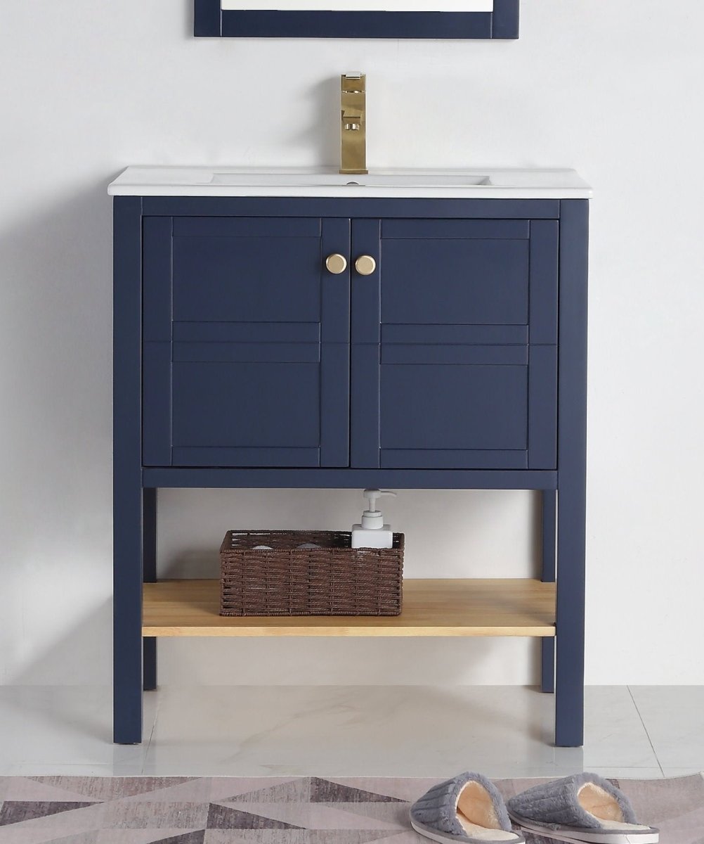 30" Tennant Brand Arola Small Slim Narrow Navy Blue Bathroom Vanity - CL-208NB-30 - Bentoncollections