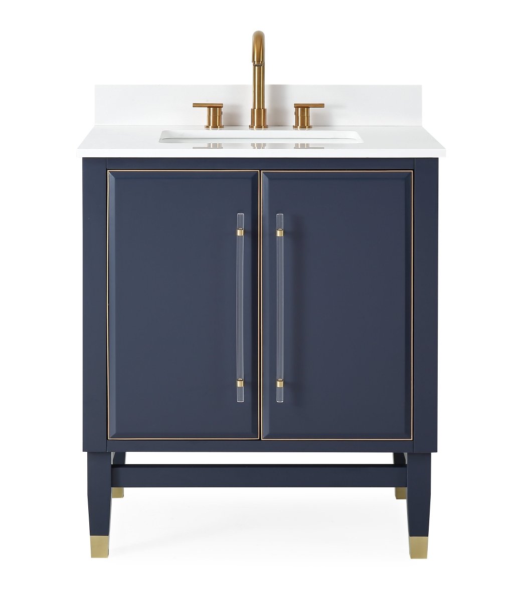 30" Tennant Brand Bertone Navy Blue Modern Bathroom Sink Vanity Q169NB-30QT - Bentoncollections