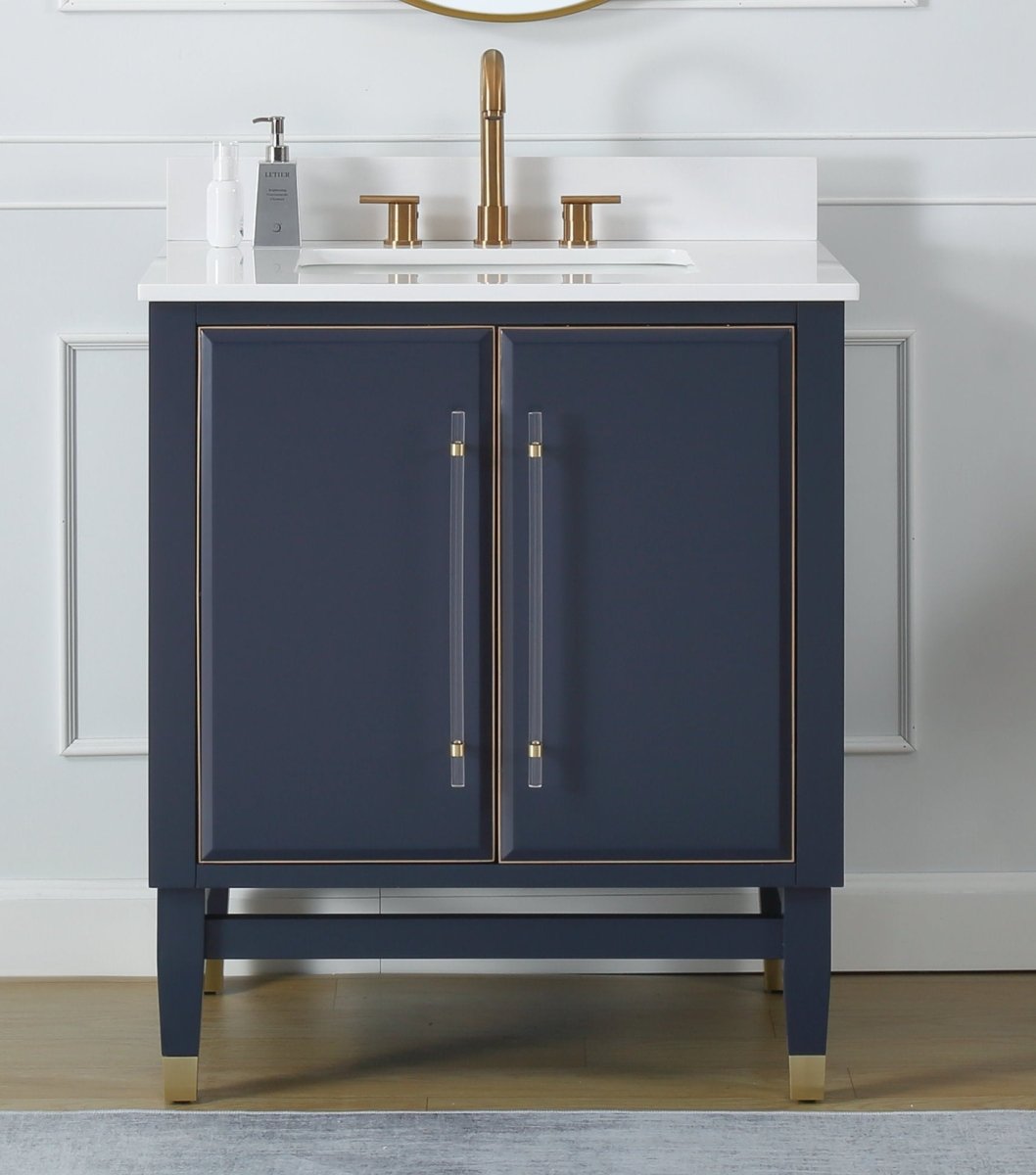 30" Tennant Brand Bertone Navy Blue Modern Bathroom Sink Vanity Q169NB-30QT - Bentoncollections