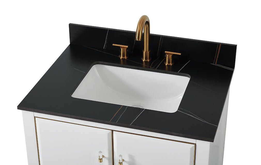 30" Tennant Brand Bertone White Modern Bathroom Sink Vanity Q164WT-30QT - Bentoncollections