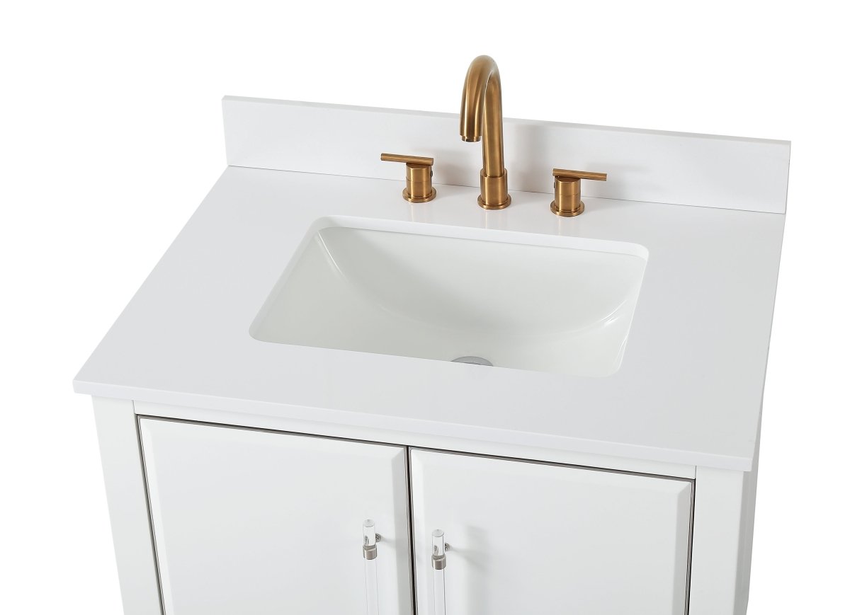 30" Tennant Brand Bertone White Modern Bathroom Sink Vanity Q164WT-30QT - Bentoncollections