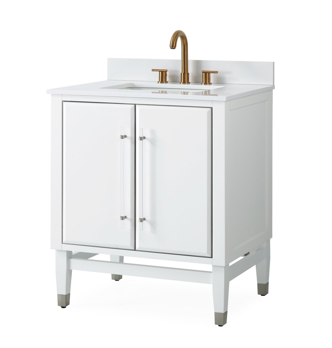 30" Tennant Brand Bertone White Modern Bathroom Sink Vanity Q164WT-30QT - Bentoncollections