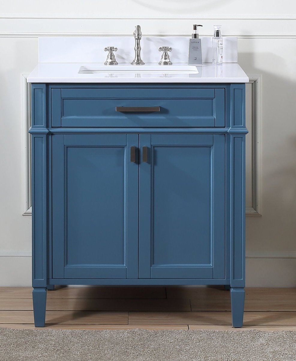 30" Tennant Brand Durand Teal Blue Bathroom Sink Vanity QT-1808-V30TB - Bentoncollections