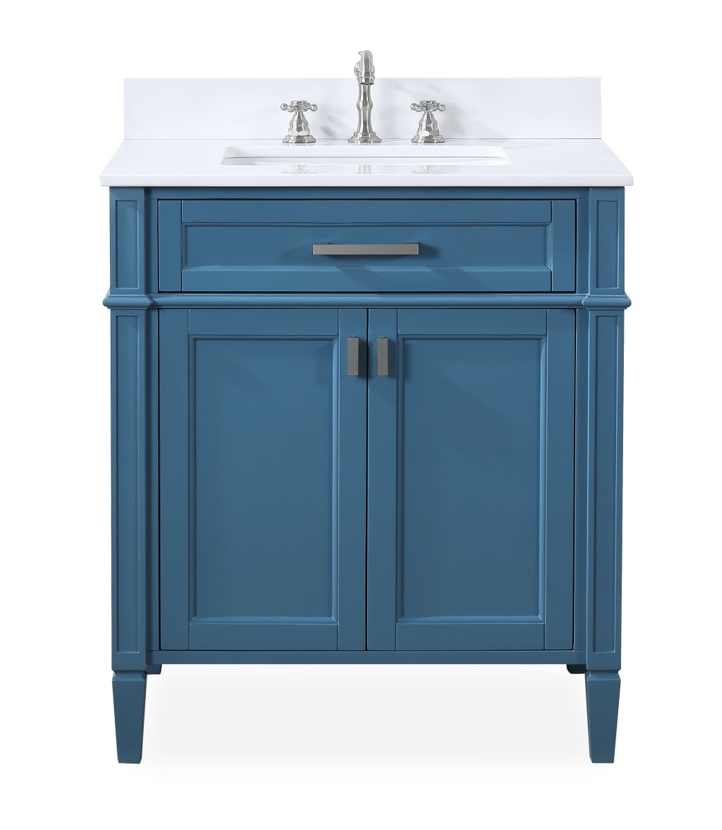 30" Tennant Brand Durand Teal Blue Bathroom Sink Vanity QT-1808-V30TB - Bentoncollections