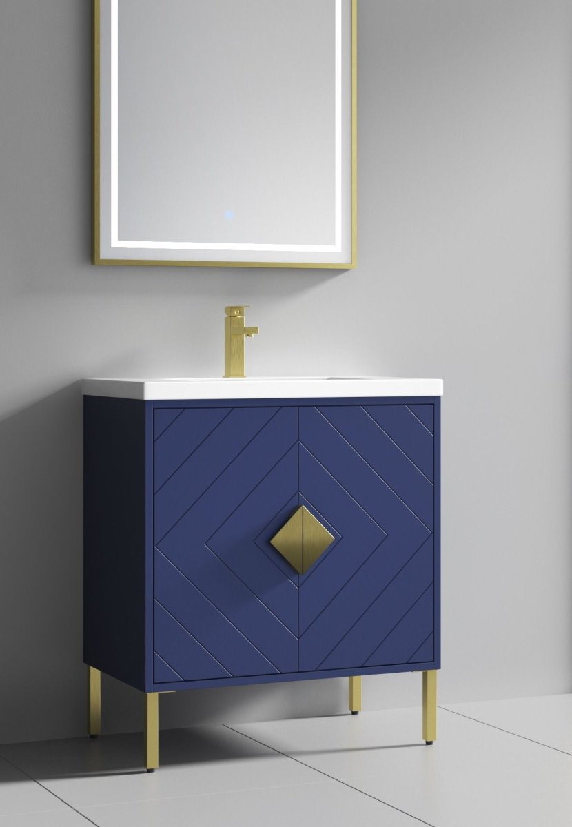 30" Tennant Brand Modern Style Navy Blue Eileen Bathroom Sink Vanity - AC-66NB30 - Bentoncollections