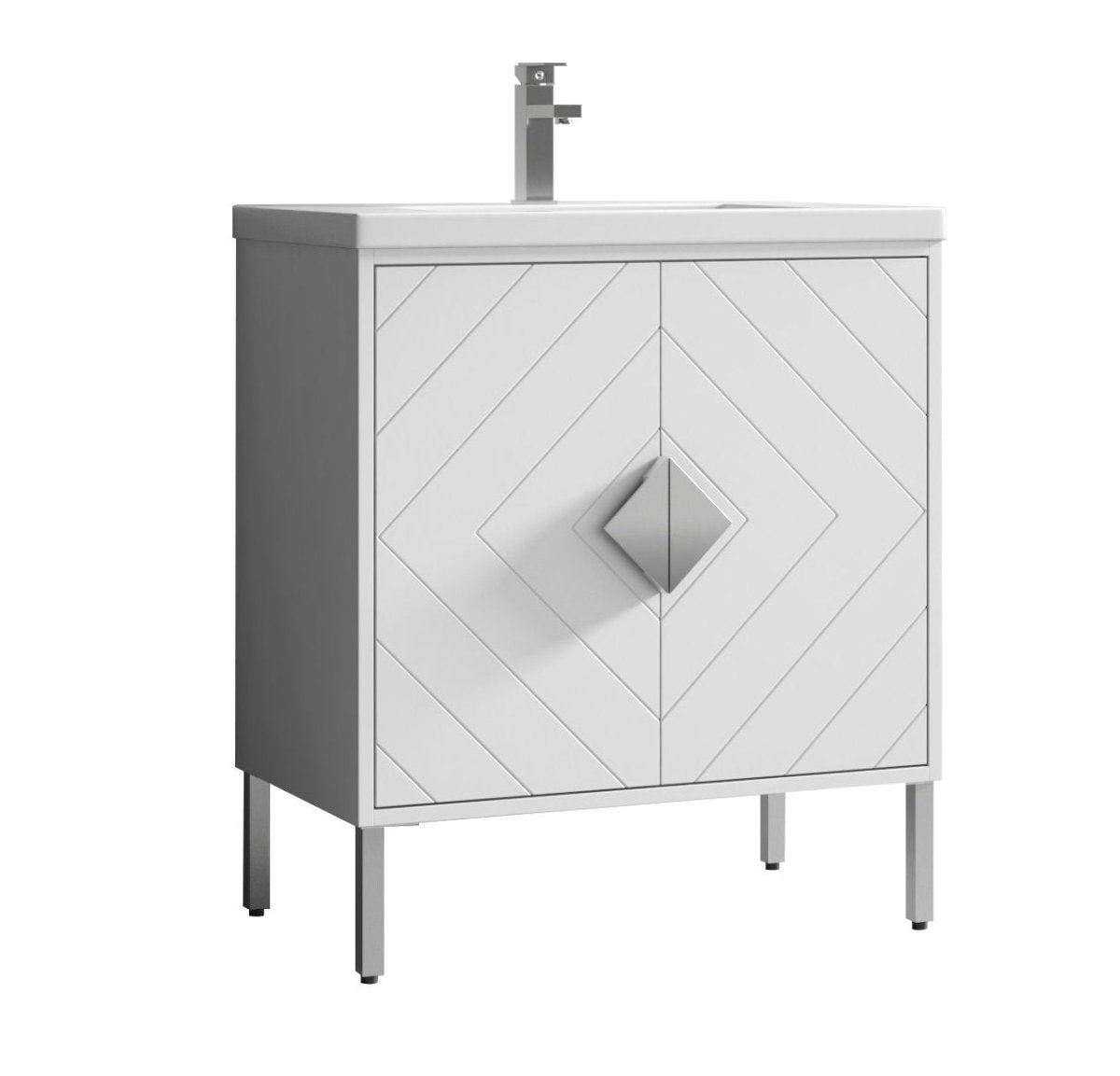 30" Tennant Brand Modern Style White Eileen Bathroom Sink Vanity - AC-66WT30 - Bentoncollections