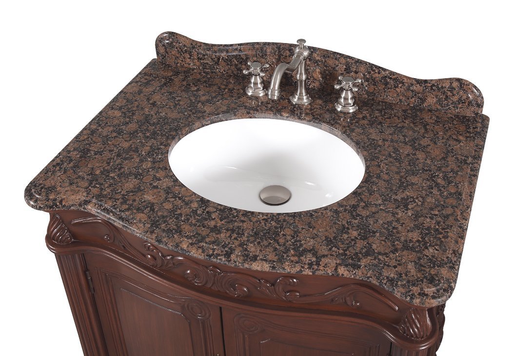 32" Benton Collection Baltic Brown Granite Fiesta Bathroom Sink Vanity CF-2873SB-TK - Bentoncollections