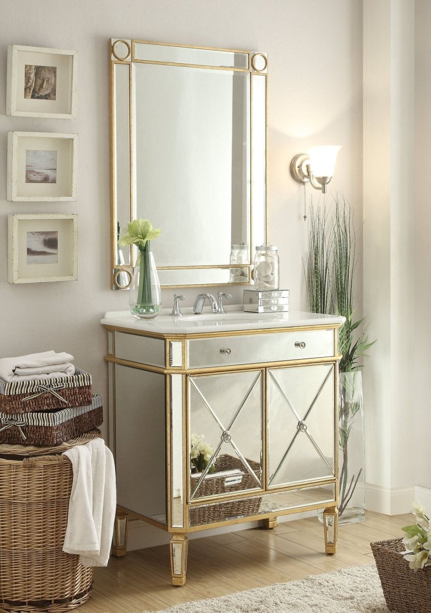 32" Mirror Reflection Austell Bathroom Sink Vanity & Optional Mirror Set BC-504GC-RA - Bentoncollections