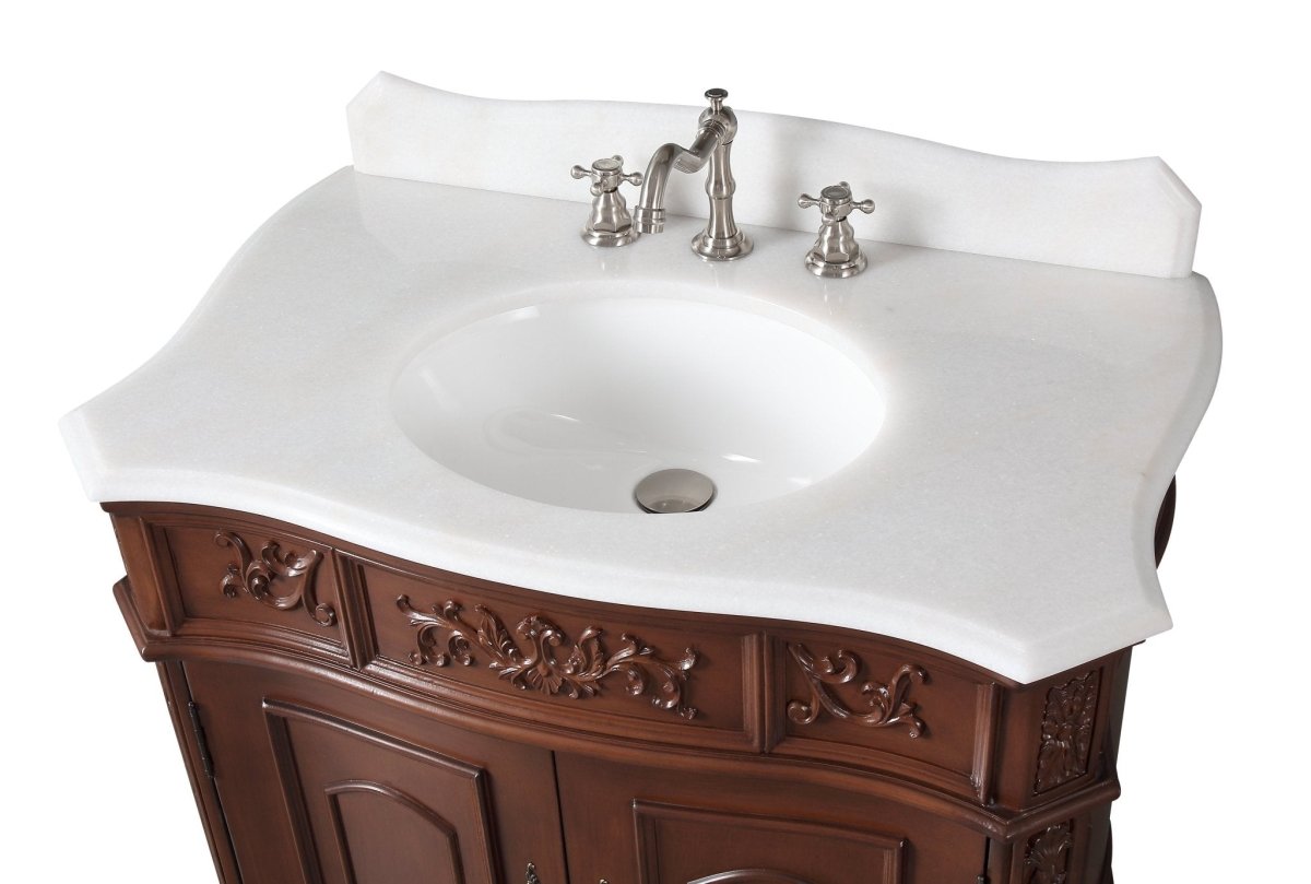 33" Traditional Style Brown Benson Bathroom Sink Vanity Benton Collection ZK-021W-TK - Bentoncollections