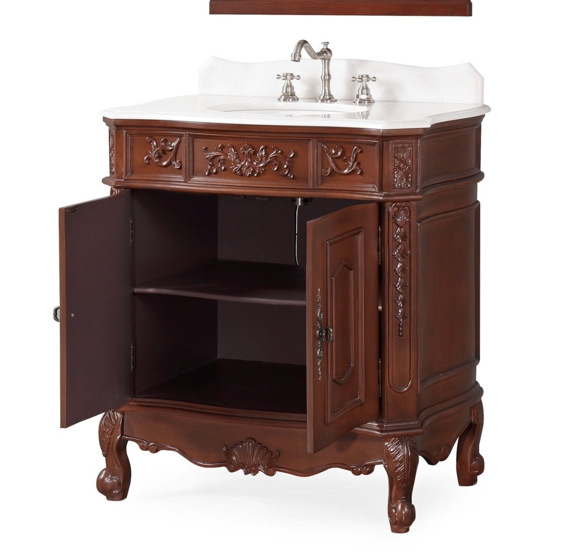 33" Traditional Style Brown Benson Bathroom Sink Vanity Benton Collection ZK-021W-TK - Bentoncollections